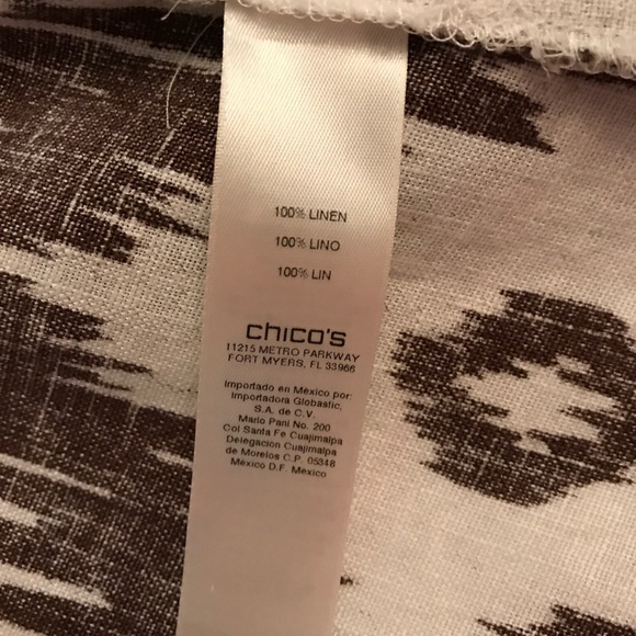 Chico's Ikat Brown & White Linen Blazer 2 - Picture 5 of 8